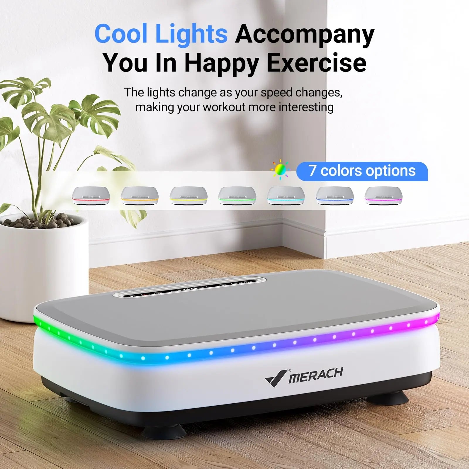 Vibration Plate with 7-Color LED Lights & Bluetooth Speaker — Whole-Body Recovery Platform