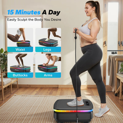 Vibration Plate with 7-Color LED Lights & Bluetooth Speaker — Whole-Body Recovery Platform