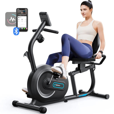 Recumbent Exercise Bike — Bluetooth App, Magnetic Resistance, Back Support