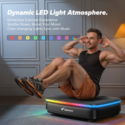 Vibration Plate with 7-Color LED Lights & Bluetooth Speaker — Whole-Body Recovery Platform