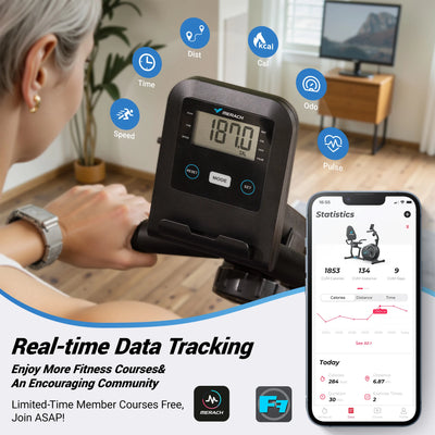 Recumbent Exercise Bike — Bluetooth App, Magnetic Resistance, Back Support