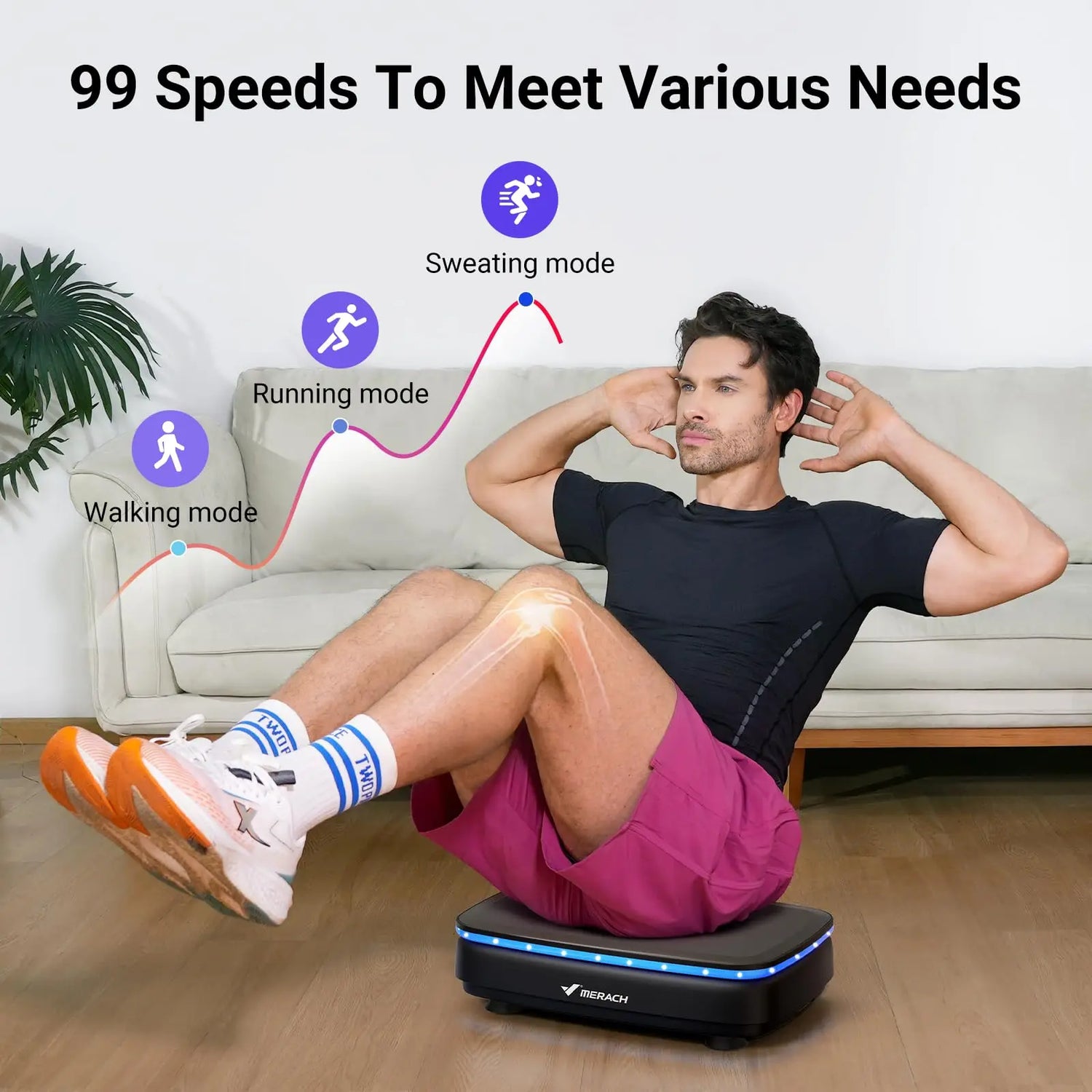 Vibration Plate with 7-Color LED Lights & Bluetooth Speaker — Whole-Body Recovery Platform