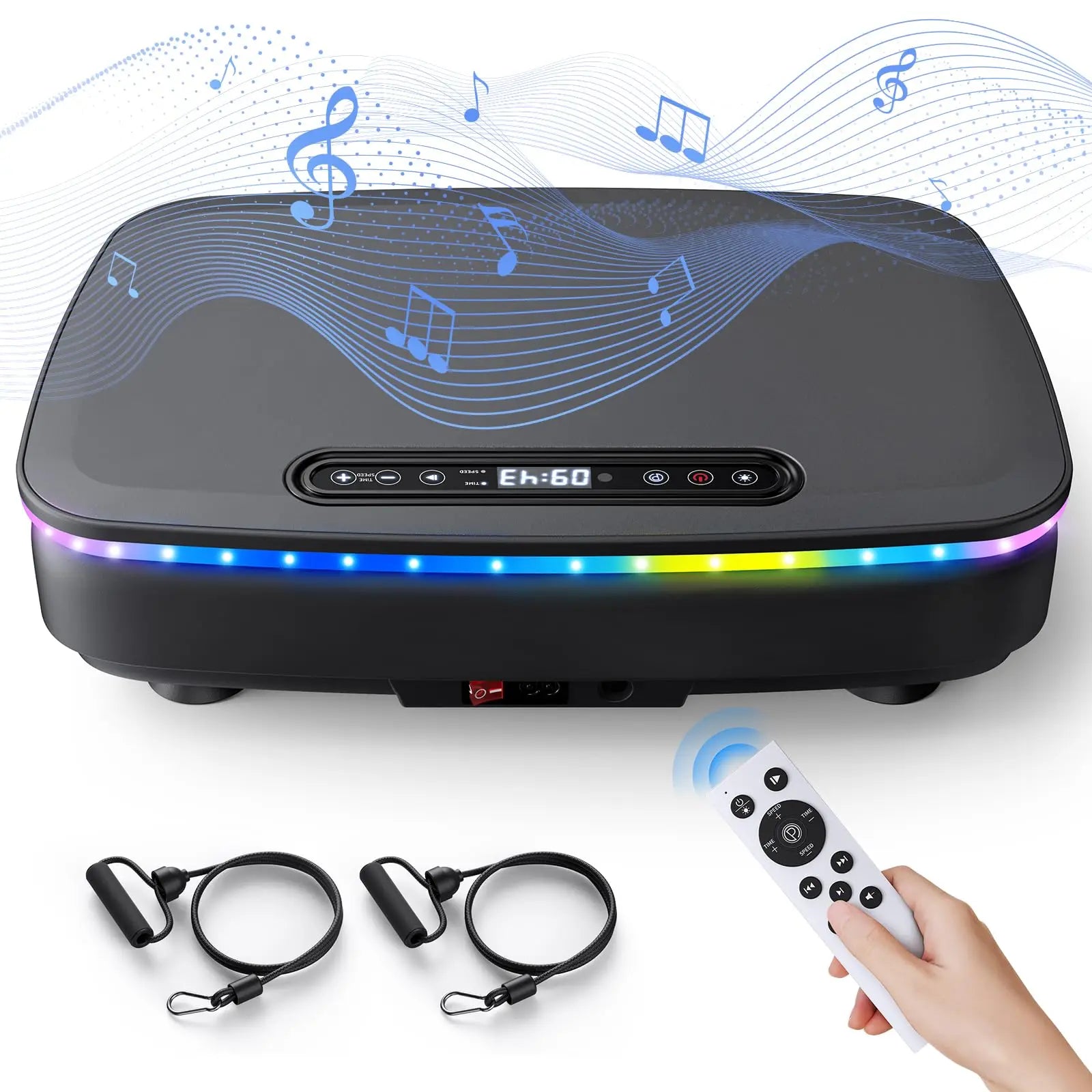Vibration Plate with 7-Color LED Lights & Bluetooth Speaker — Whole-Body Recovery Platform