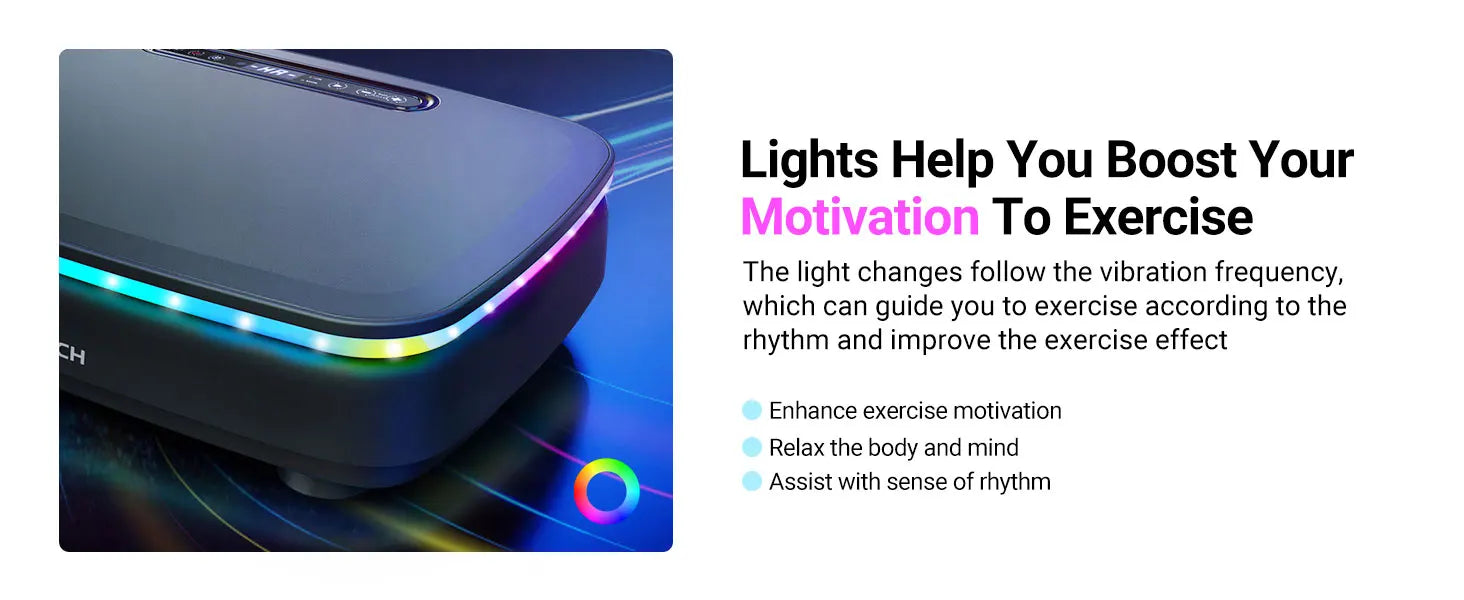 Vibration Plate with 7-Color LED Lights & Bluetooth Speaker — Whole-Body Recovery Platform