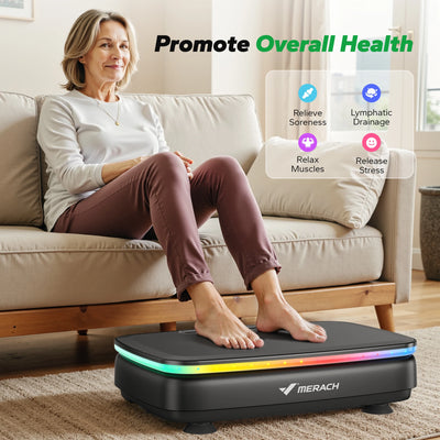 Vibration Plate with 7-Color LED Lights & Bluetooth Speaker — Whole-Body Recovery Platform