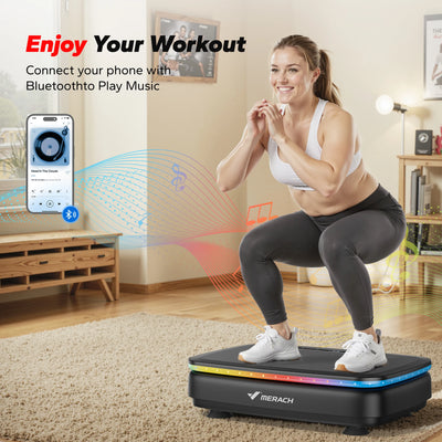 Vibration Plate with 7-Color LED Lights & Bluetooth Speaker — Whole-Body Recovery Platform