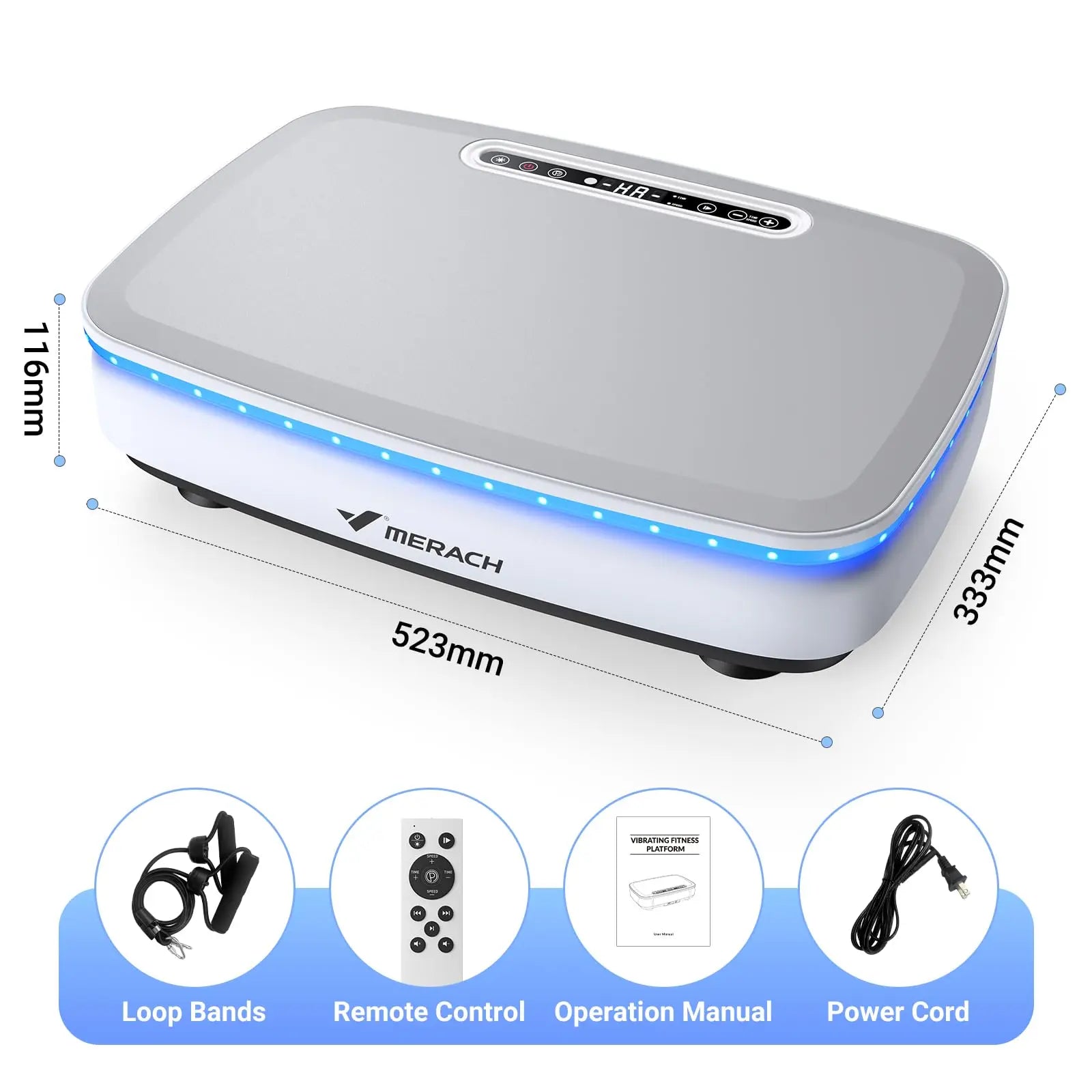 Vibration Plate with 7-Color LED Lights & Bluetooth Speaker — Whole-Body Recovery Platform