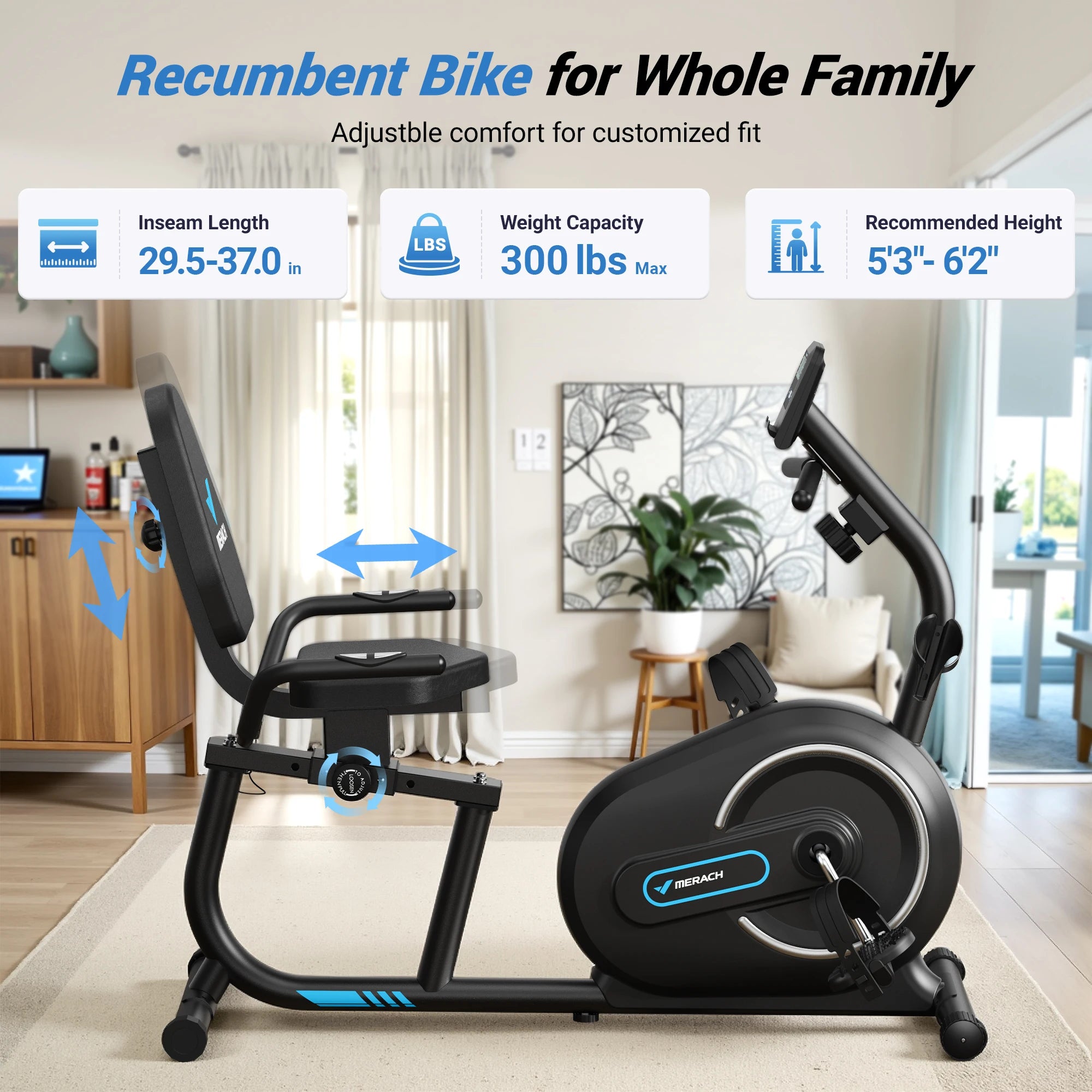 Recumbent Exercise Bike — Bluetooth App, Magnetic Resistance, Back Support