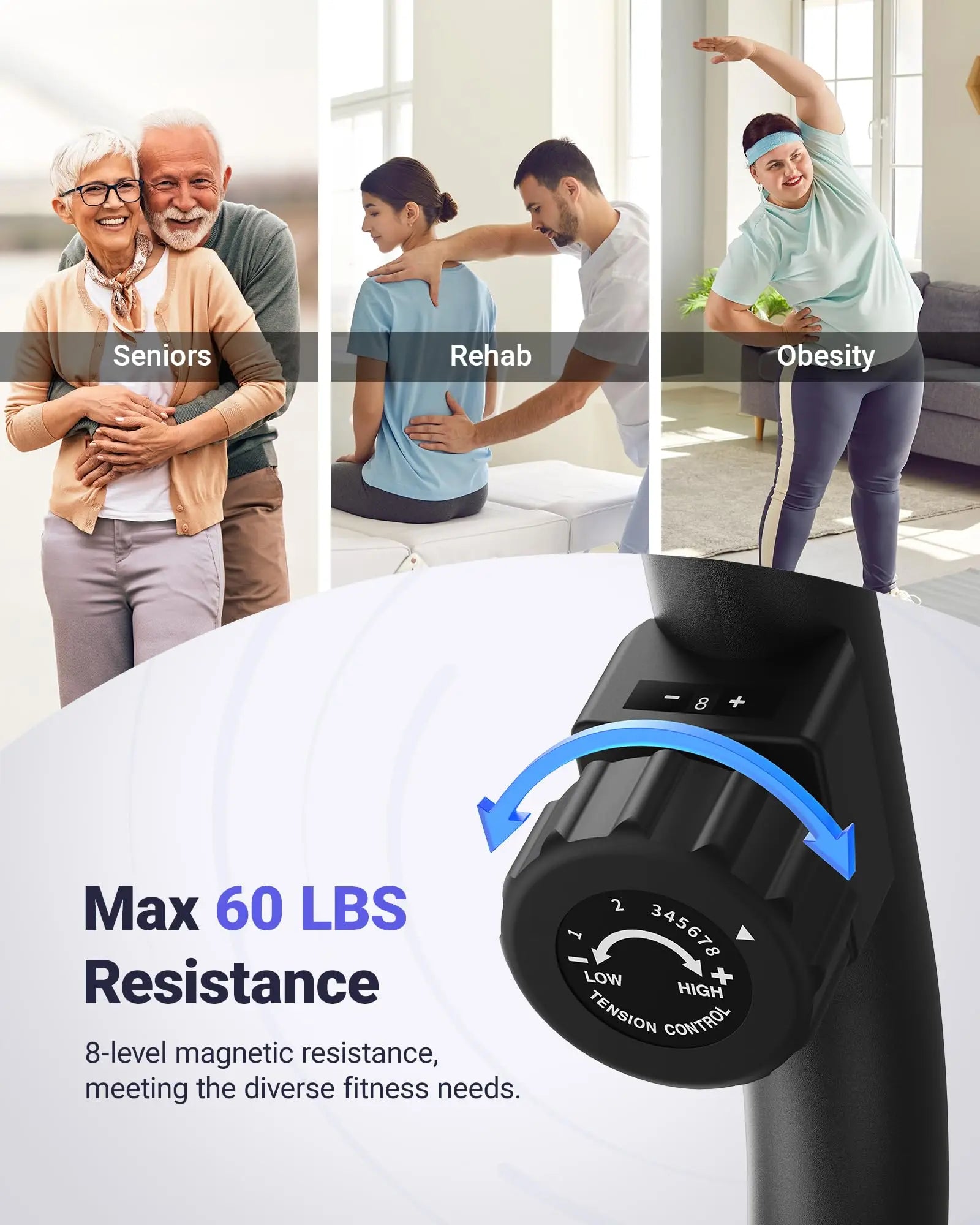 Recumbent Exercise Bike — Bluetooth App, Magnetic Resistance, Back Support
