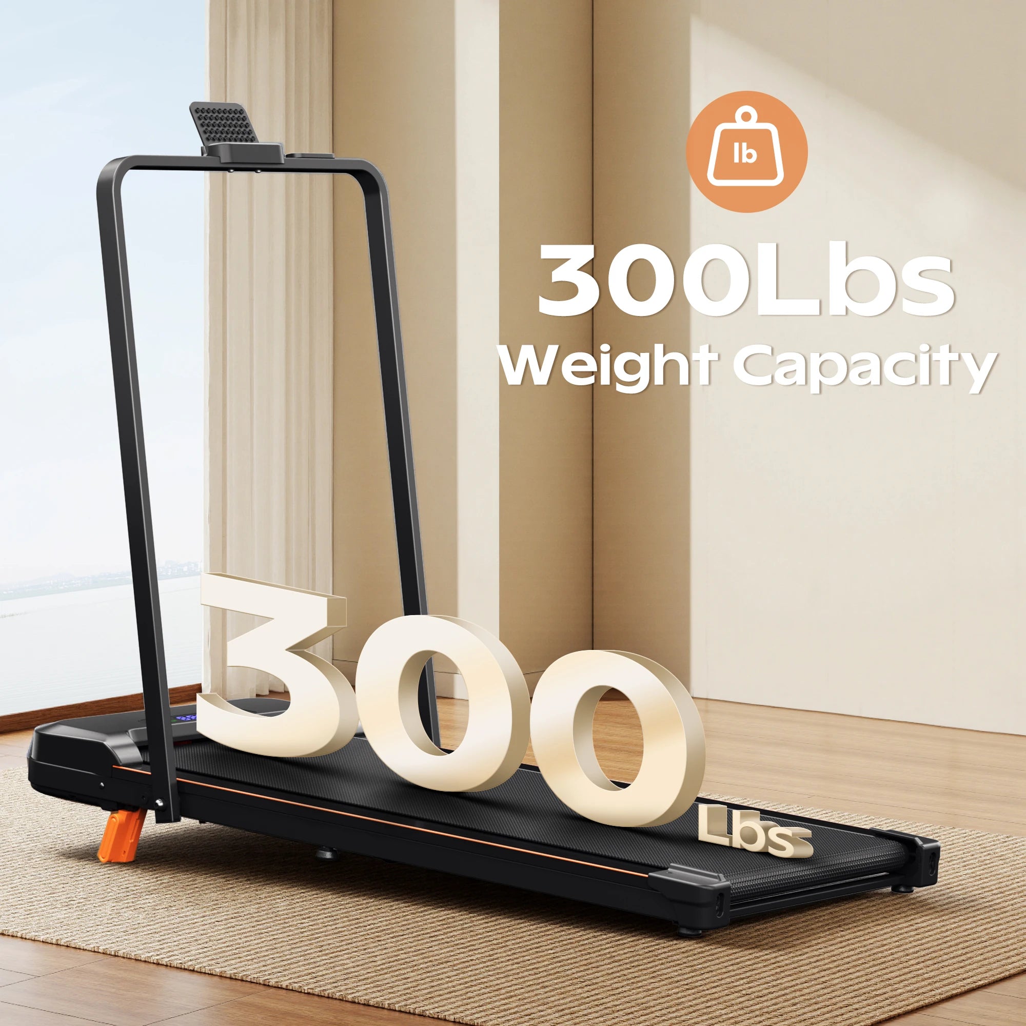4-in-1 Folding Treadmill with Handrail — Walk, Run, Incline & Under-Desk