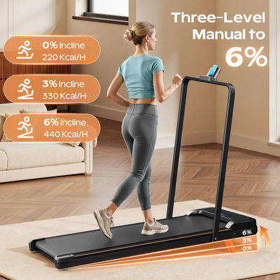 4-in-1 Folding Treadmill with Handrail — Walk, Run, Incline & Under-Desk