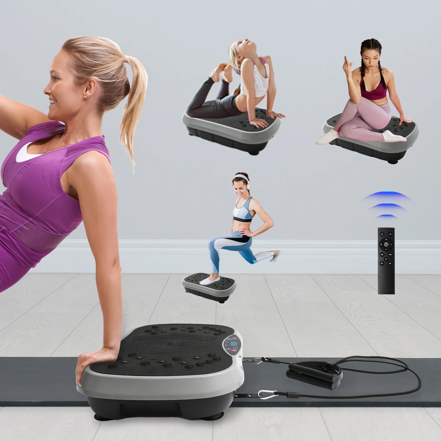 Vibration Plate Exercise Machine — Full-Body Wellness Platform with Resistance Bands & Remote
