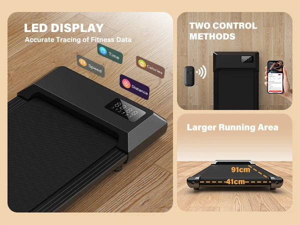 Under-Desk Walking Pad Treadmill — 2.5 HP, App & Remote, 300 lb Capacity