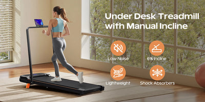 4-in-1 Folding Treadmill with Handrail — Walk, Run, Incline & Under-Desk