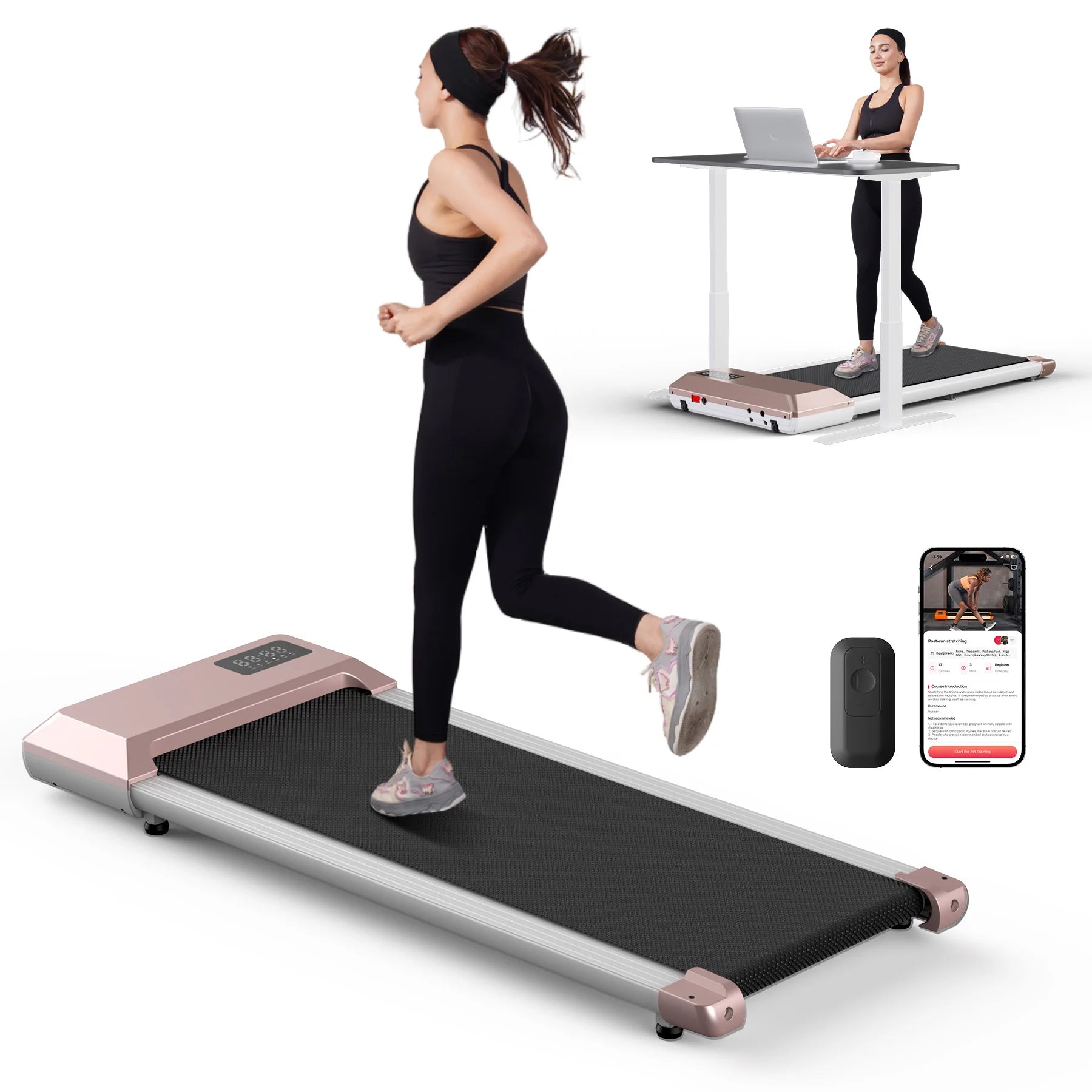 Under-Desk Walking Pad Treadmill — 2.5 HP, App & Remote, 300 lb Capacity