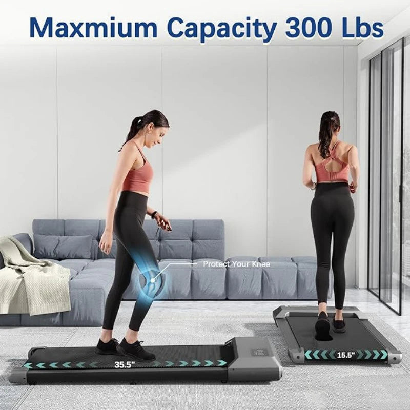 Under-Desk Walking Pad Treadmill — 2.5 HP, App & Remote, 300 lb Capacity
