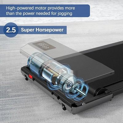 Under-Desk Walking Pad Treadmill — 2.5 HP, App & Remote, 300 lb Capacity