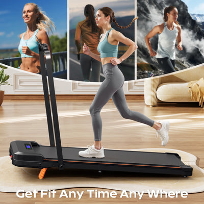 4-in-1 Folding Treadmill with Handrail — Walk, Run, Incline & Under-Desk