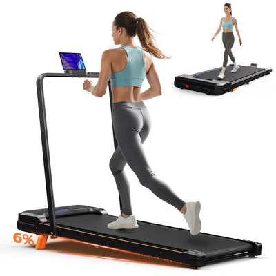 4-in-1 Folding Treadmill with Handrail — Walk, Run, Incline & Under-Desk