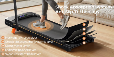 4-in-1 Folding Treadmill with Handrail — Walk, Run, Incline & Under-Desk