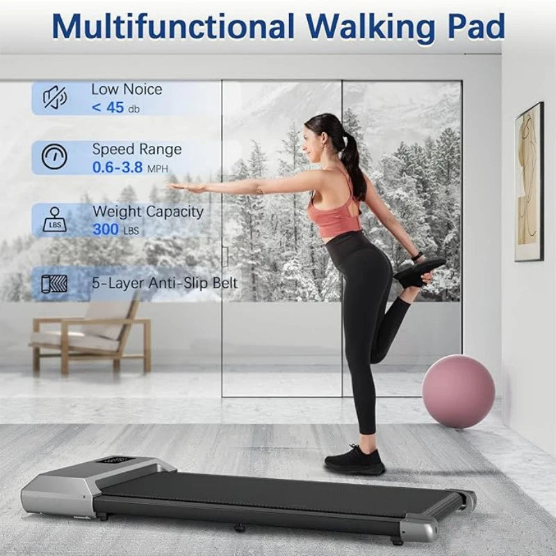 Under-Desk Walking Pad Treadmill — 2.5 HP, App & Remote, 300 lb Capacity