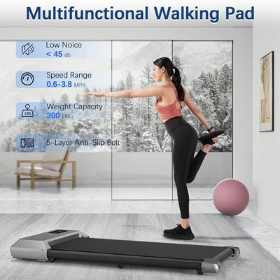 Under-Desk Walking Pad Treadmill — 2.5 HP, App & Remote, 300 lb Capacity