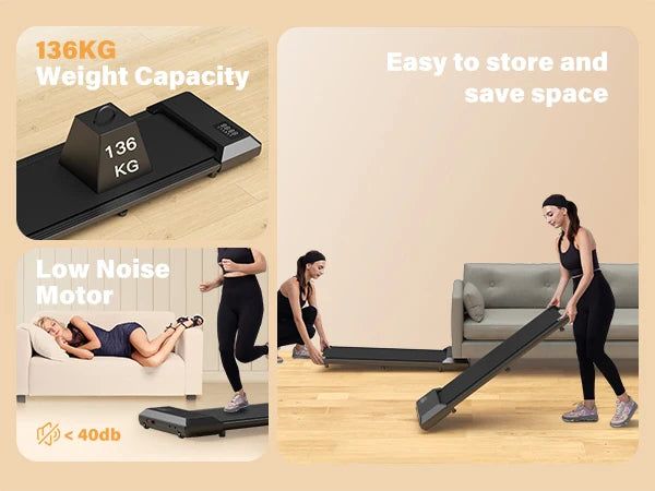 Under-Desk Walking Pad Treadmill — 2.5 HP, App & Remote, 300 lb Capacity