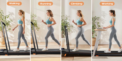 4-in-1 Folding Treadmill with Handrail — Walk, Run, Incline & Under-Desk