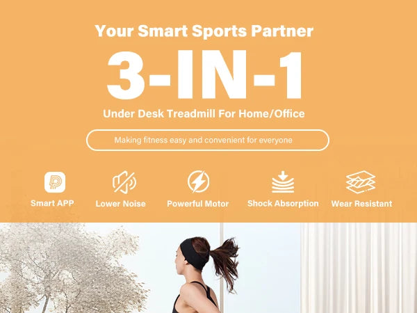 Under-Desk Walking Pad Treadmill — 2.5 HP, App & Remote, 300 lb Capacity