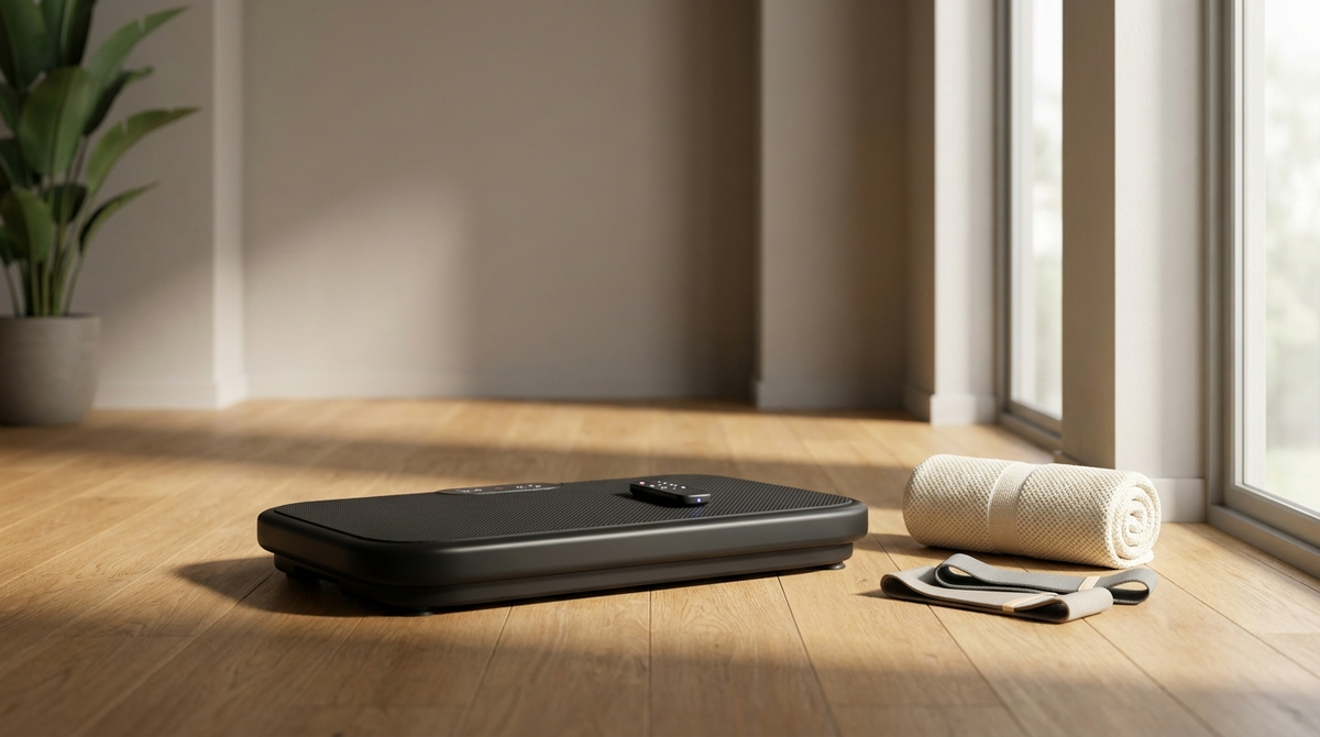 Vibration plate platform in a modern living room