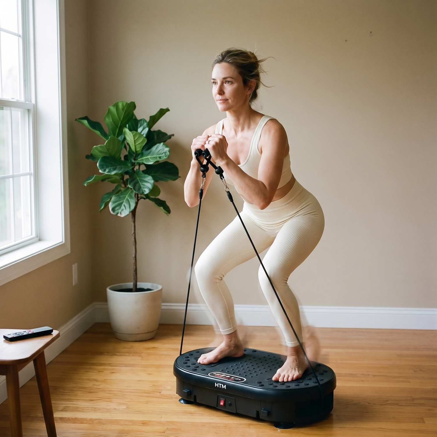 High-Frequency Vibration Plate — 120 Levels & 9 Programs, Touch + Remote Control