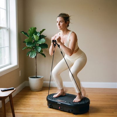 High-Frequency Vibration Plate — 120 Levels & 9 Programs, Touch + Remote Control