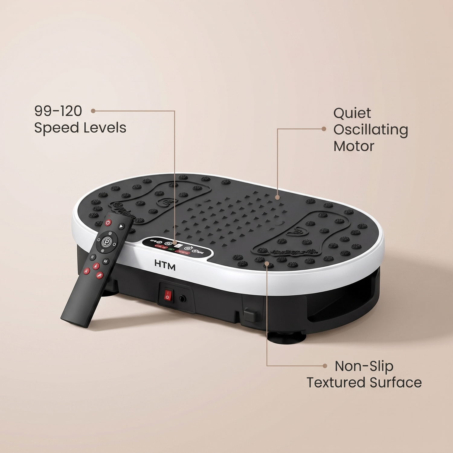 High-Frequency Vibration Plate — 120 Levels & 9 Programs, Touch + Remote Control