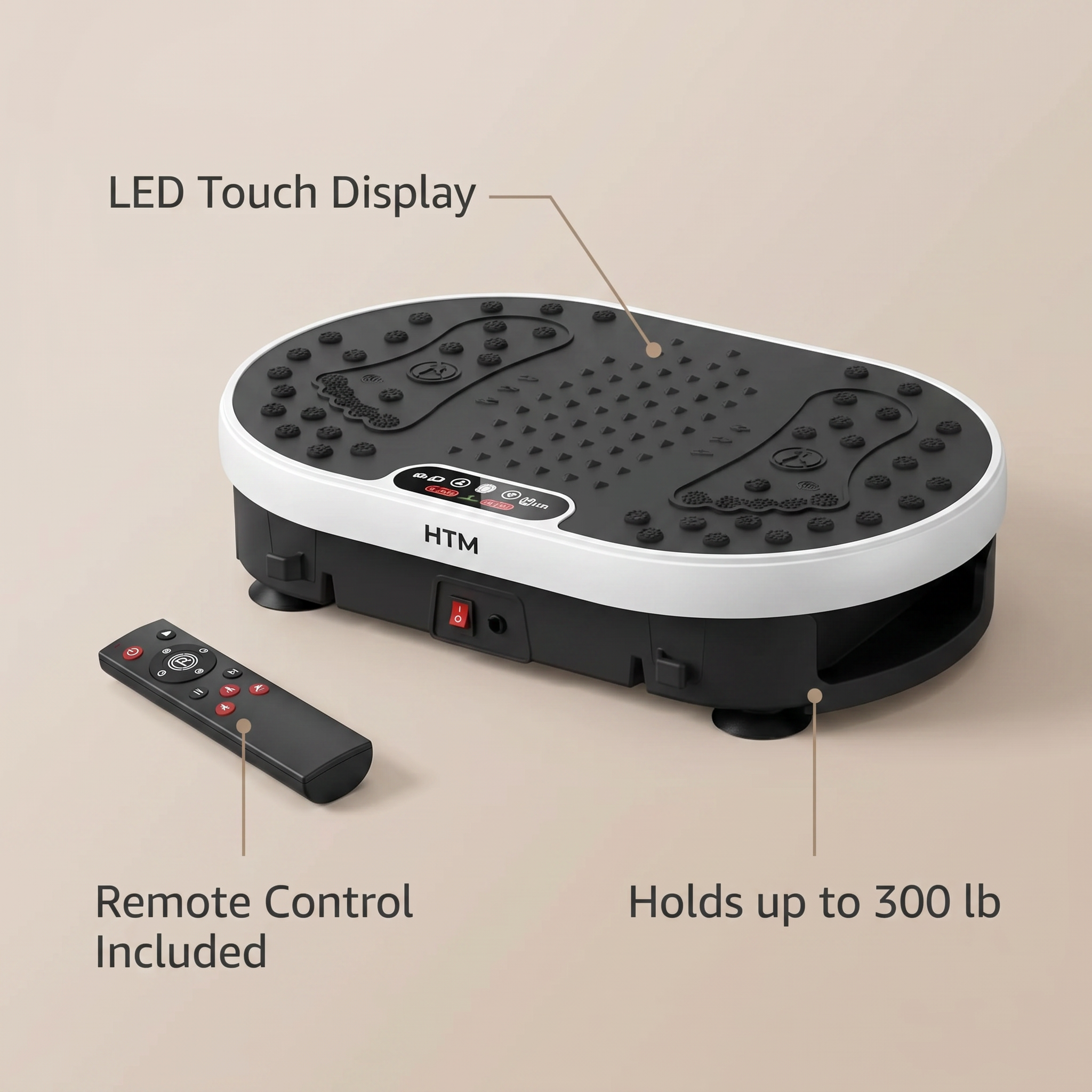 High-Frequency Vibration Plate — 120 Levels & 9 Programs, Touch + Remote Control