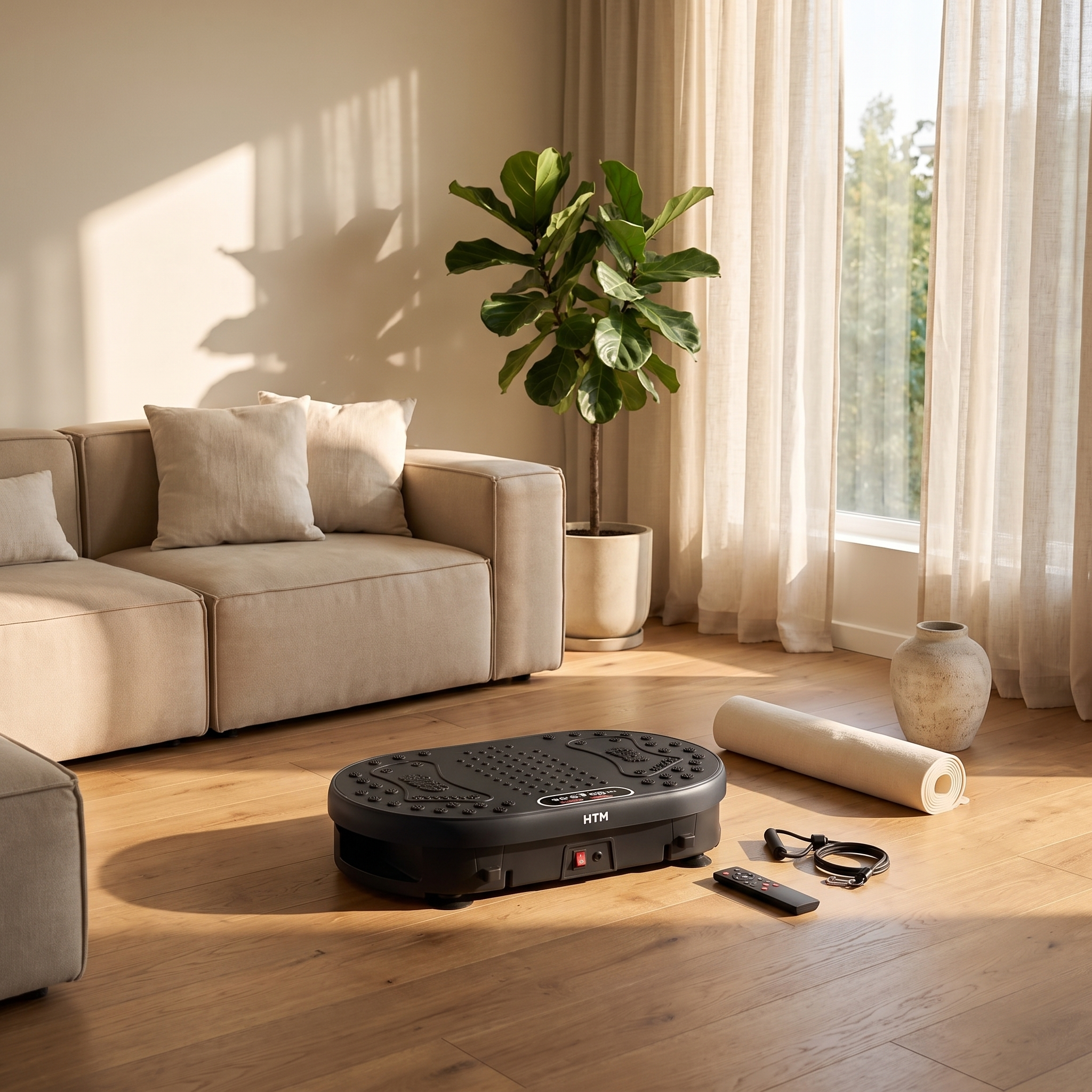 High-Frequency Vibration Plate — 120 Levels & 9 Programs, Touch + Remote Control