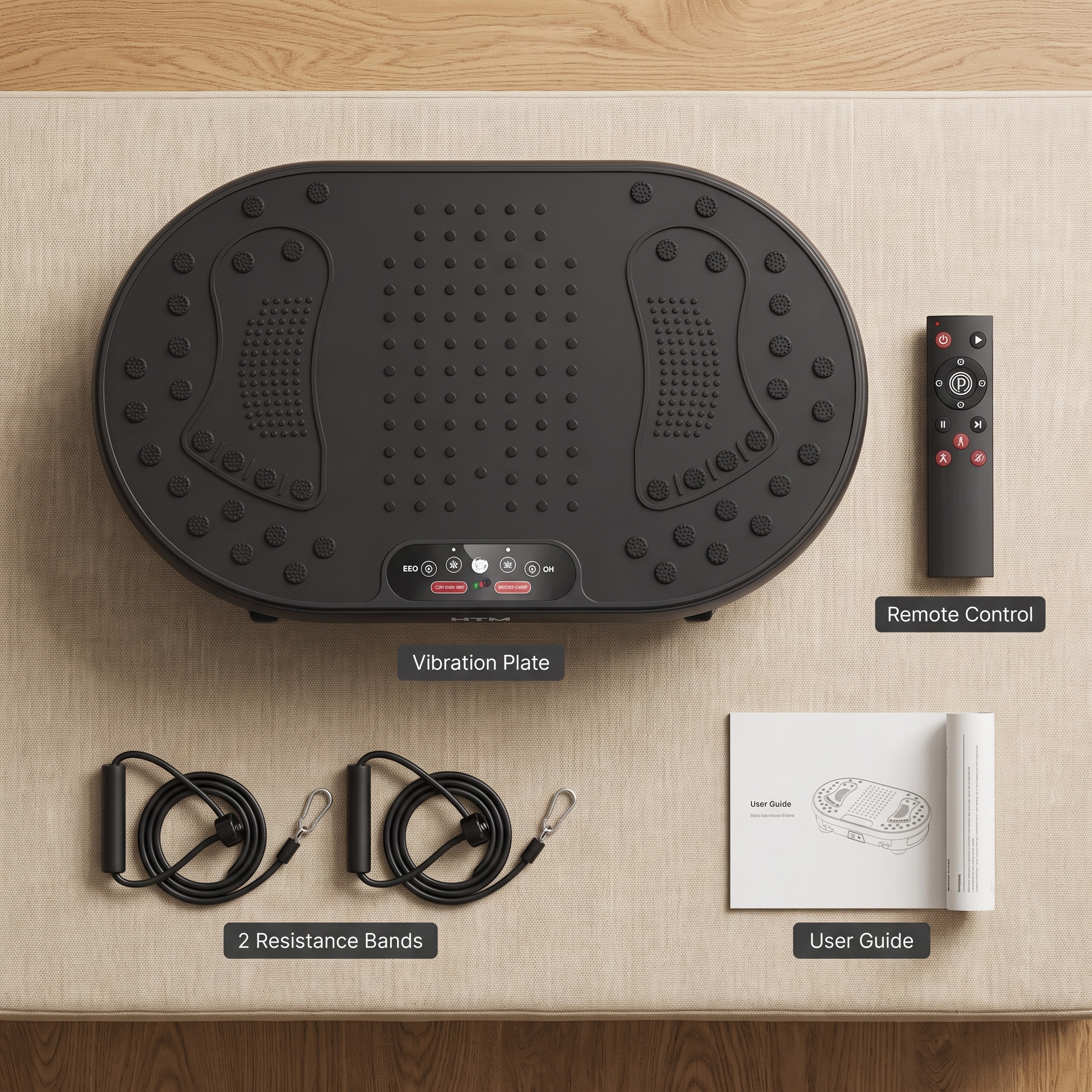 High-Frequency Vibration Plate — 120 Levels & 9 Programs, Touch + Remote Control