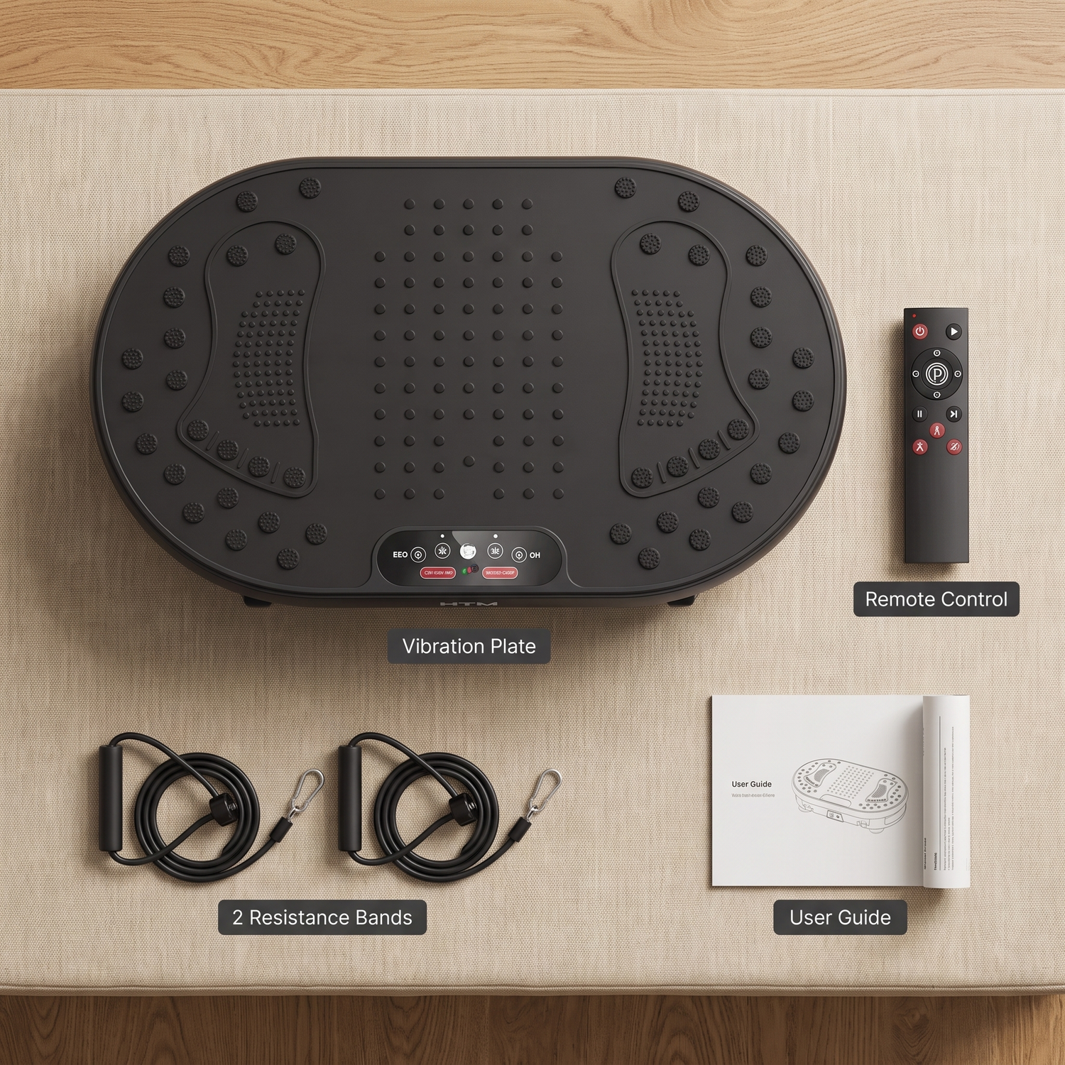 High-Frequency Vibration Plate — 120 Levels & 9 Programs, Touch + Remote Control