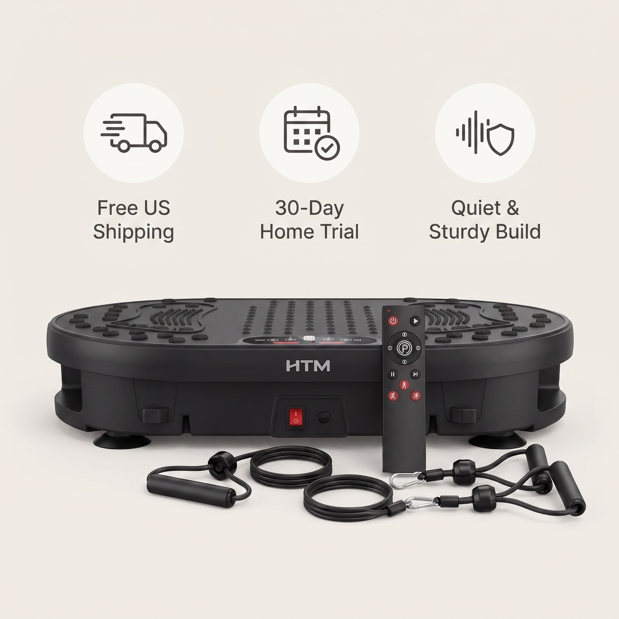 High-Frequency Vibration Plate — 120 Levels & 9 Programs, Touch + Remote Control
