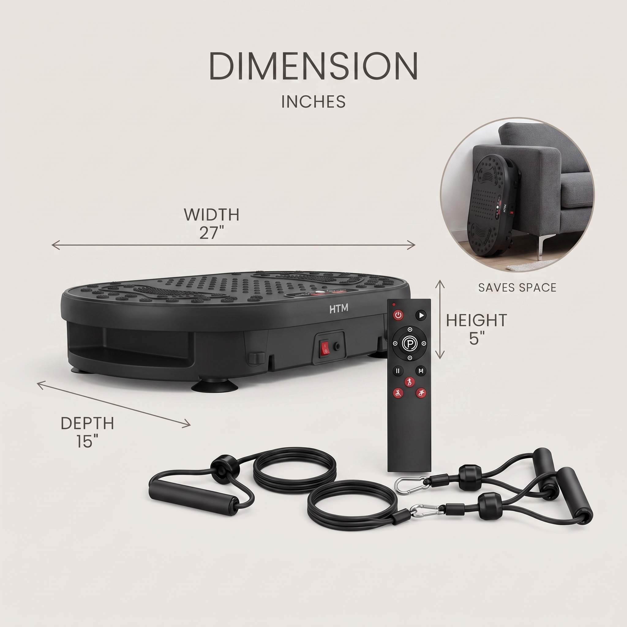High-Frequency Vibration Plate — 120 Levels & 9 Programs, Touch + Remote Control